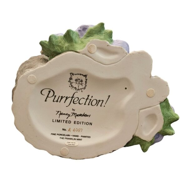 Purrfection Persian Cat Porcelain Figurine Franklin Mint By Nancy Matthews - Picture 3 of 12